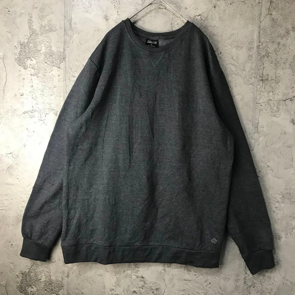 Y1694古着 トレーナー ブランクスウェット チャコール 無地 90s Y2K