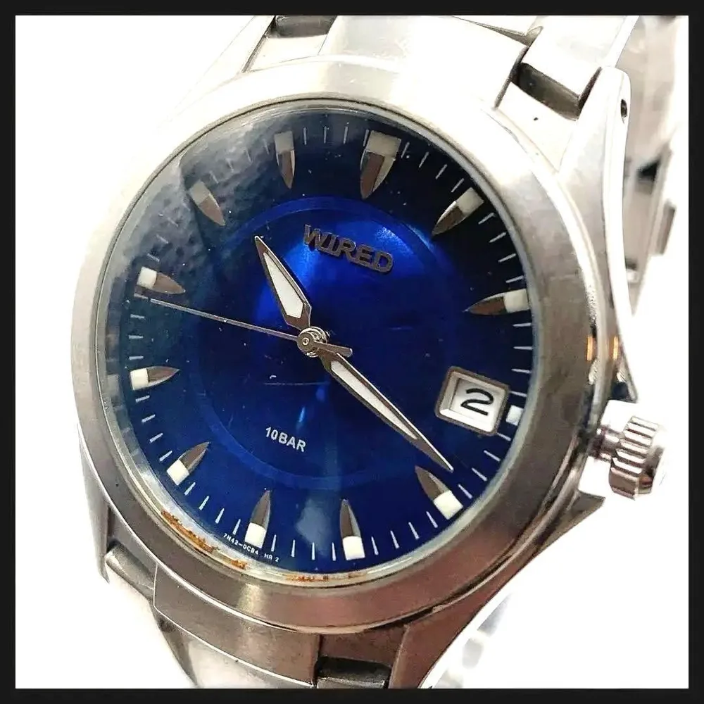 【稼働】SEIKO セイコー★ WIRED ワイアード メンズ 腕時計 青文字盤