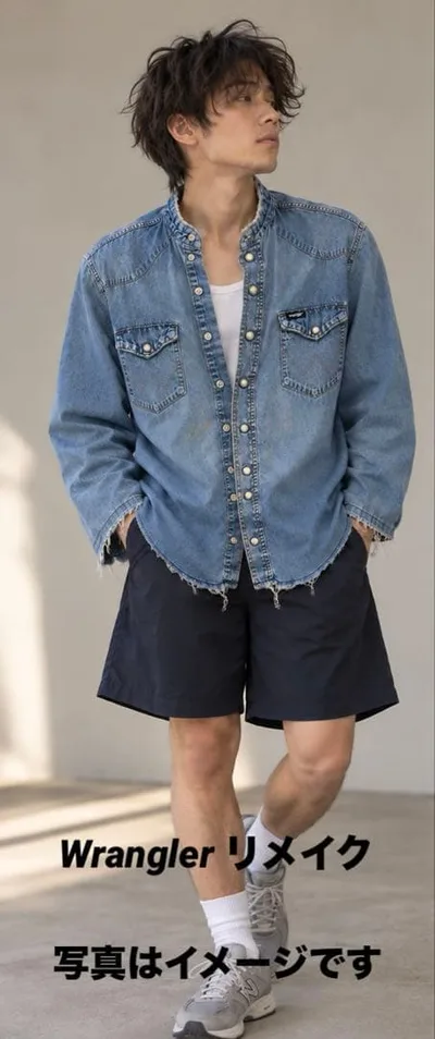 Wrangler 古着リメイク デニムシャツ プルオーバー 一点物 ラングラー