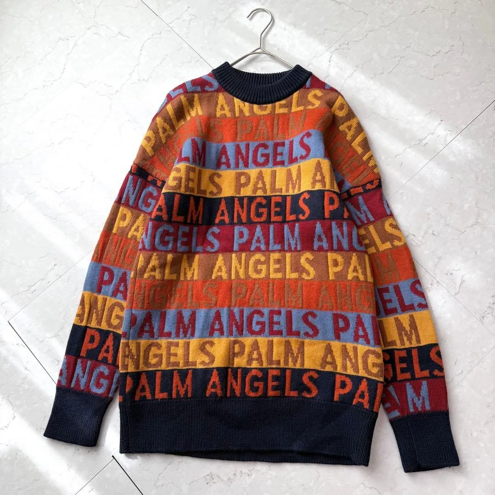 Palm Angel ニット 総柄 ロゴ XS マルチカラー