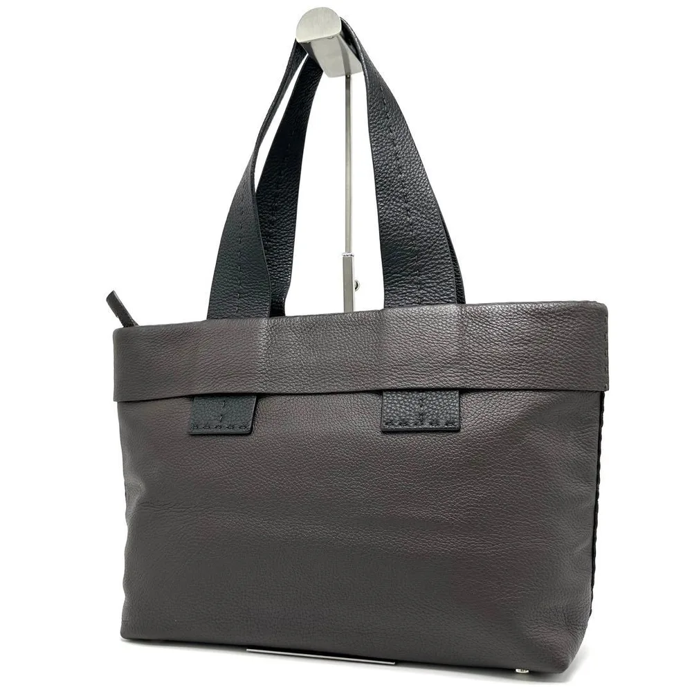 【美品】フランコデッシ トートバッグ 肩掛け A4可 ステッチ シボ革 焦茶