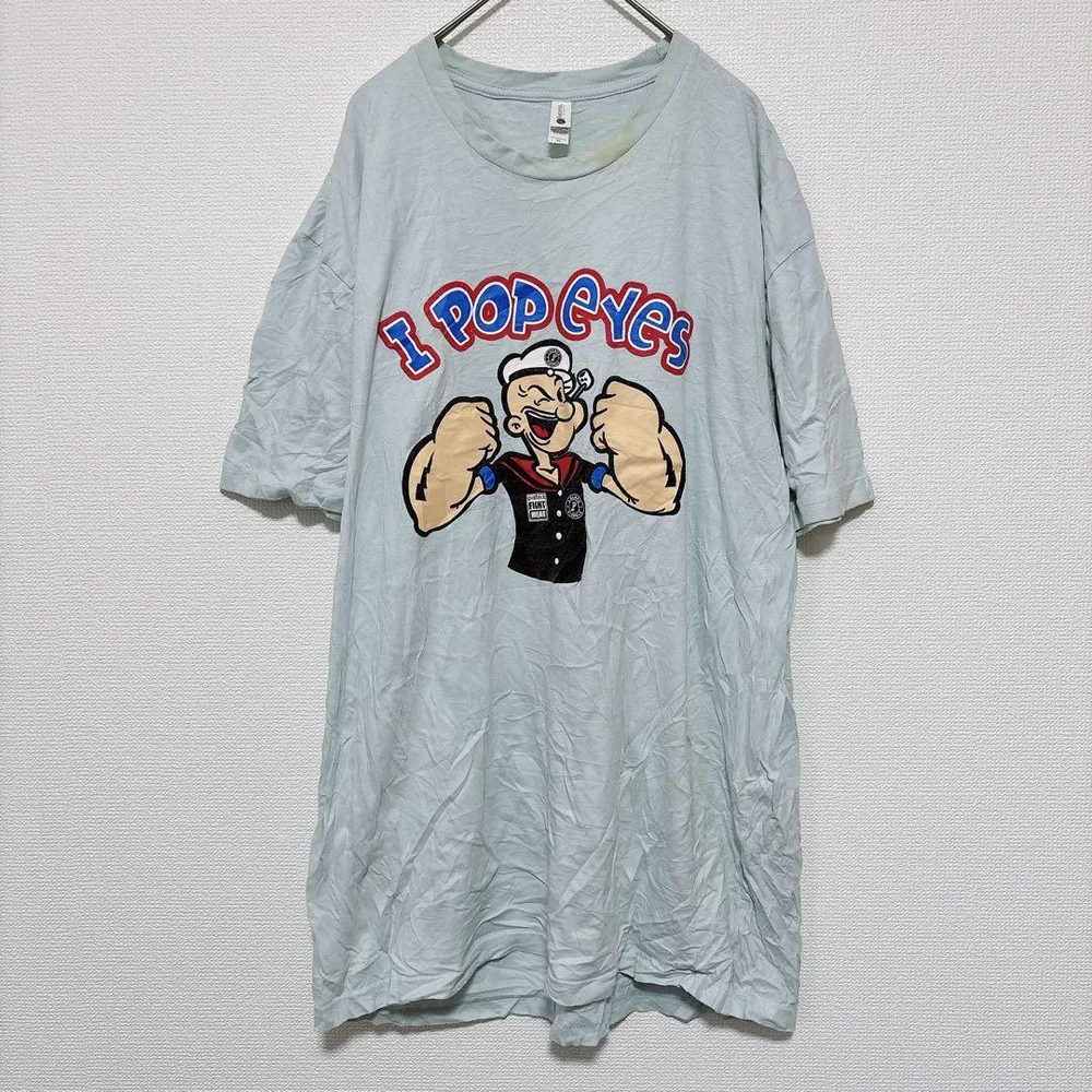 ネクストレベル Tシャツ クルーネック 半袖 プリント XL 水色 綿 ポパイ