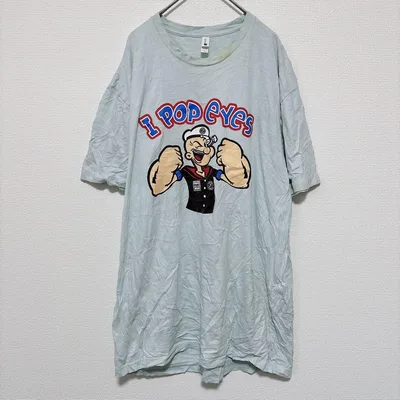 ネクストレベル Tシャツ クルーネック 半袖 プリント XL 水色 綿 ポパイ
