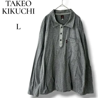 TAKEO KIKUCHI メンズ 長袖ポロシャツ カットソー グレー Lサイズ