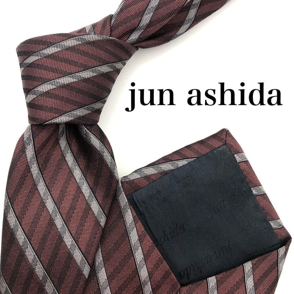 jun ashida ネクタイ ブラウン 茶 レジメンタル ストライプ