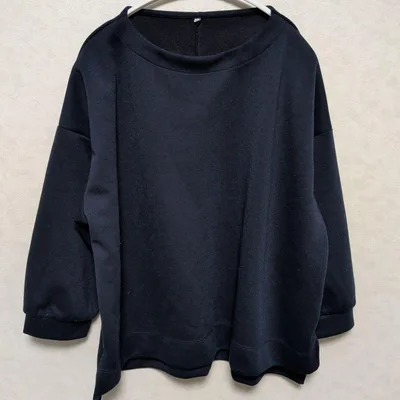 CLOSSHI オーバーサイズ チュニック 長袖 ネイビー サイドスリット