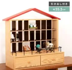 極美品 東谷 ミニチュアコレクションラック ハウス型 木製棚 引き出し収納付き