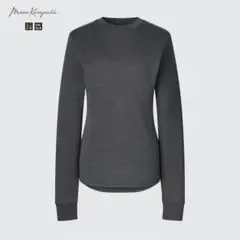 ●ユニクロ●グレー●ヒートテックウールブレンドクルーネックTシャツ●