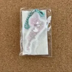 琵琶湖キーホルダー コハクチョウ 白 ピンクビーズ