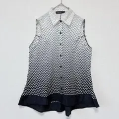 ナップスタジオ ドット ノースリーブ シャツ レギュラーカラー フレア M 白黒