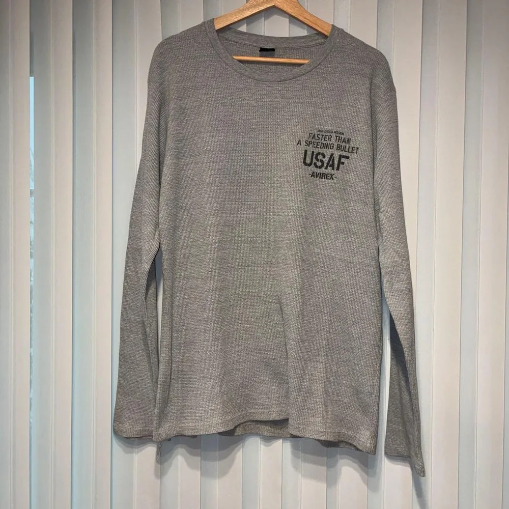 AVIREX 長袖 ワッフルカットソー グレー XL