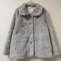 grove グローブ フェイクファーコート グレー M ふわもこ アウター 長袖