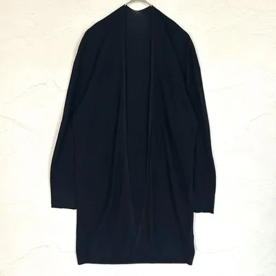 イネド カーディガン M ネイビー ロング丈 上品 美シルエット 冷房対策