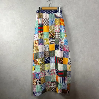 70s USA古着 ロングスカート パッチワーク 総柄 マキシ丈 vintage