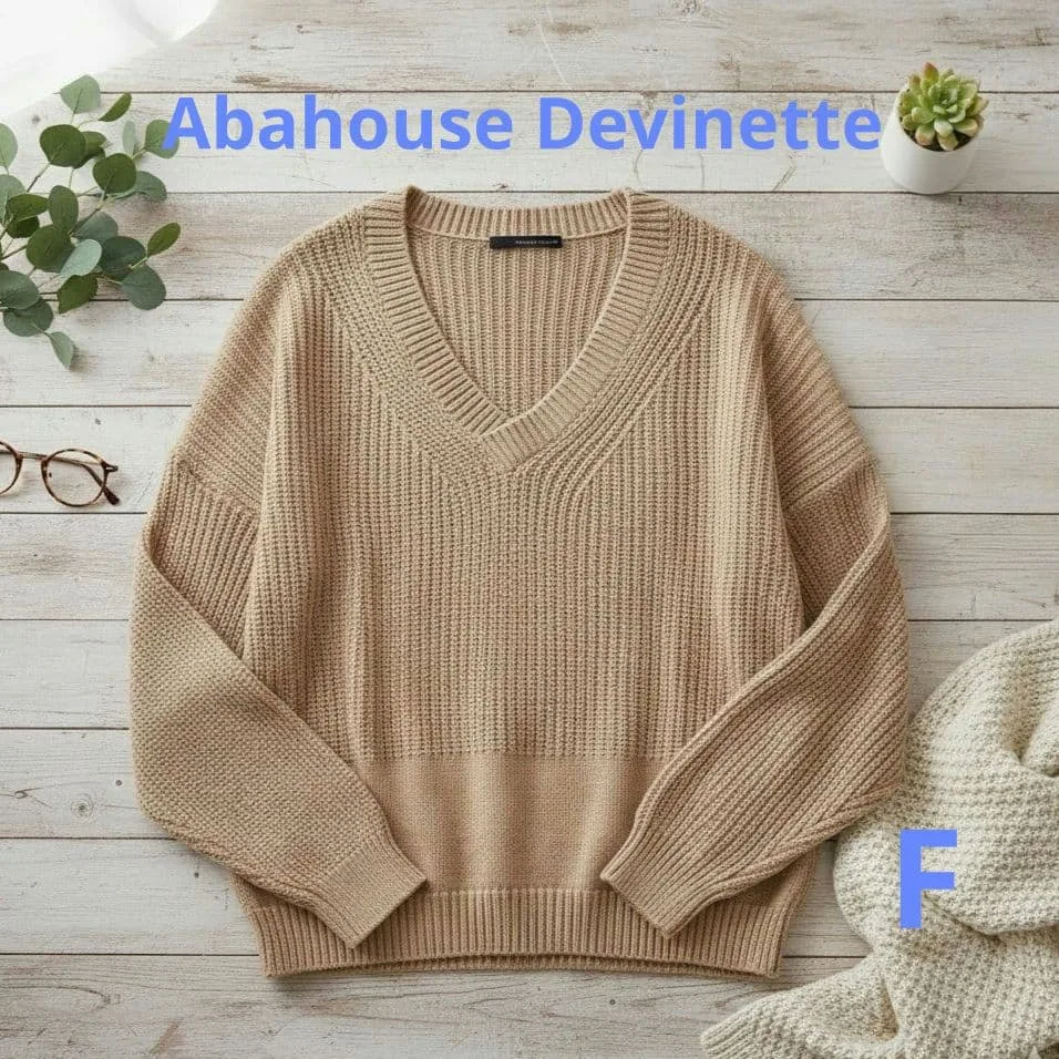 Abahouse Devinette コットン混 Vネックニット F ゆったり