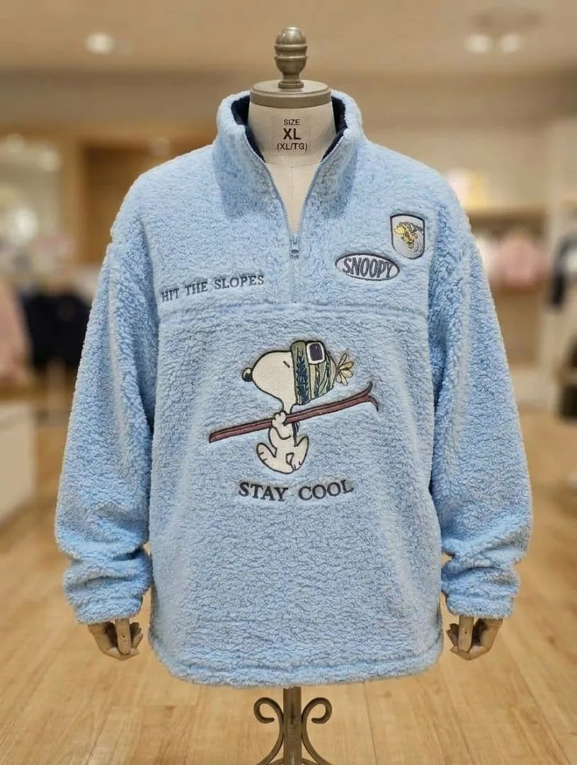 【新品タグ付】PEANUTS スヌーピー ボアフリース ハーフジップ XL