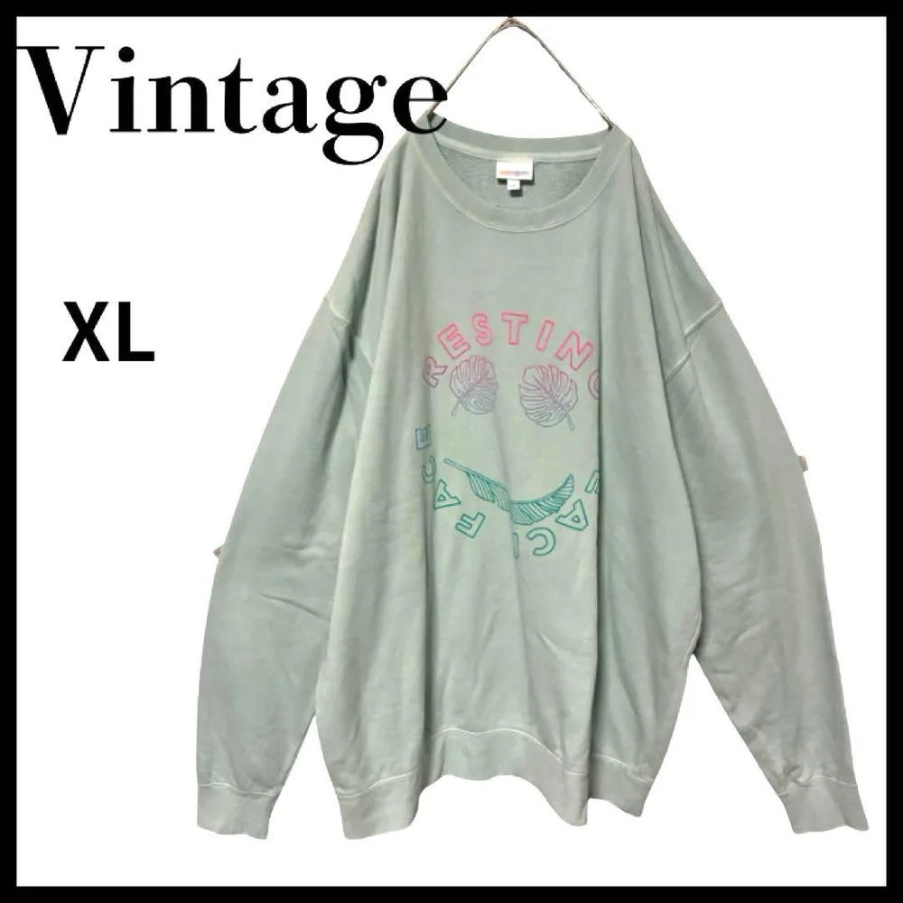 VintageビンテージスエットトレーナーアースカラーグリーンXLオーバーサイズ