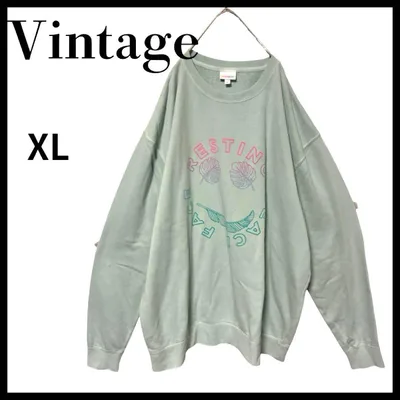 VintageビンテージスエットトレーナーアースカラーグリーンXLオーバーサイズ