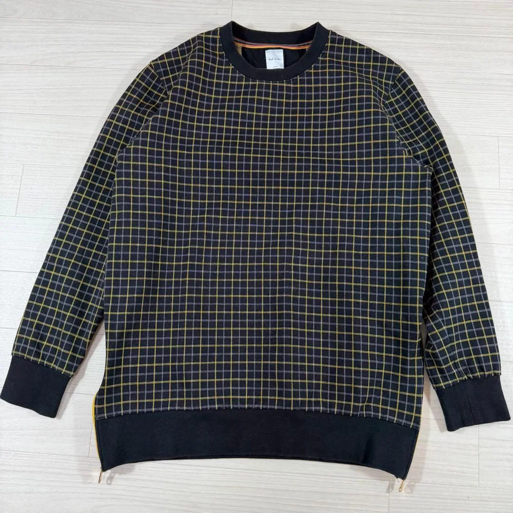 極美品 ポールスミス スウェット L チェック柄 裾ジップ コットン 洗濯可
