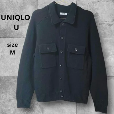 【UNIQLO U】WOOL100% ニット カーディガン ブラック 長袖 M