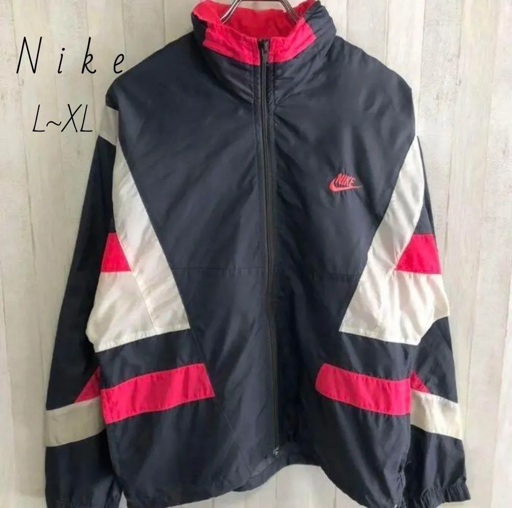ナイキ☆スウッシュ刺繍ロゴ ナイロンジャケット マルチカラー XL Nike