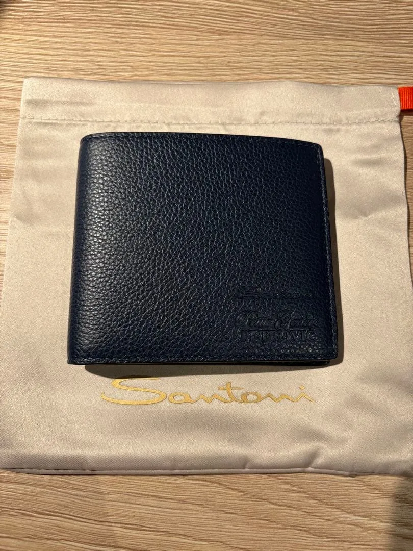 Santoni 二つ折り財布 ネイビー