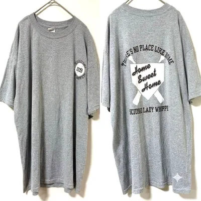 ギルダン 半袖 クルーネック プリント Tシャツ ビッグサイズ 灰 綿混 普段着