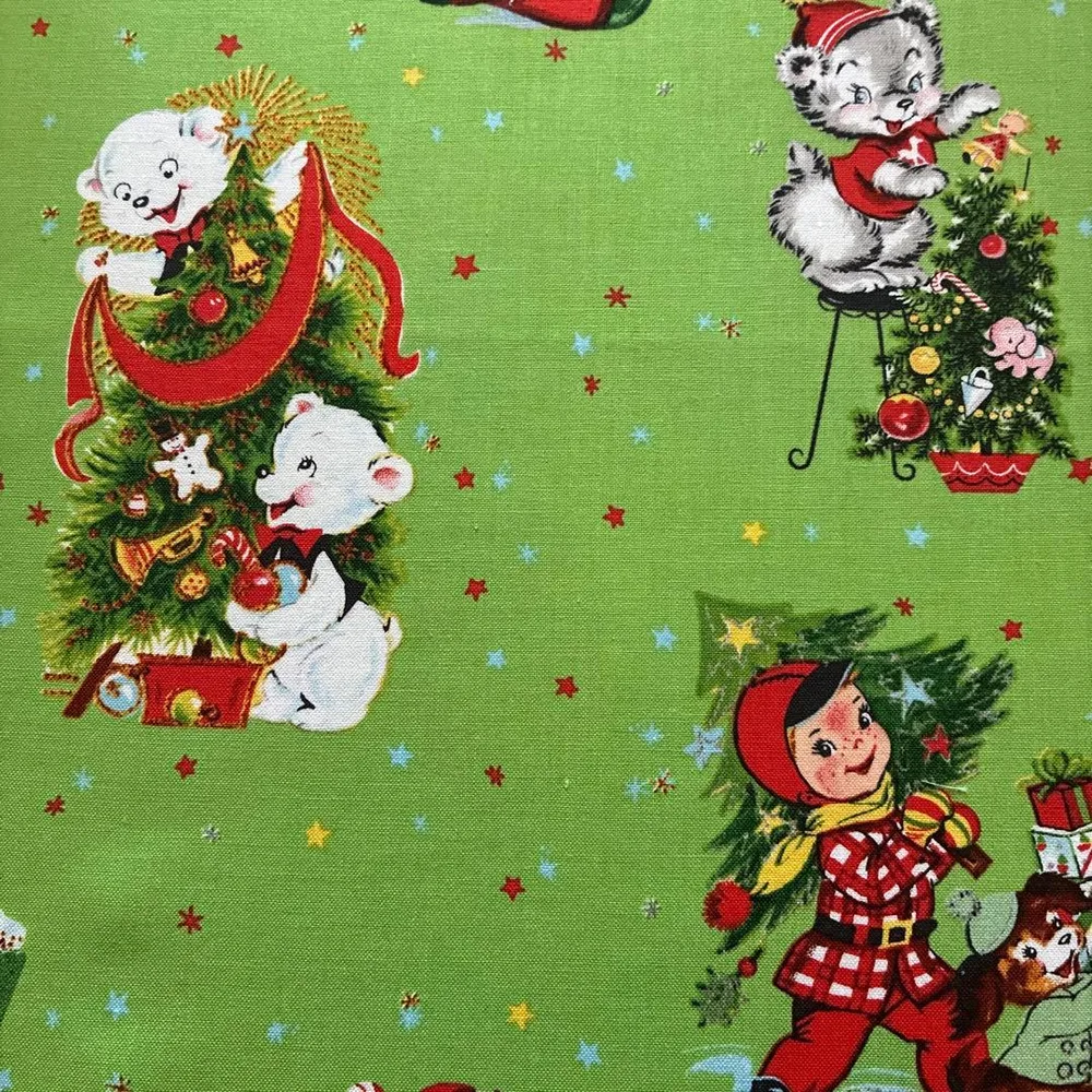 ライリーブレイク生地✩.*˚クリスマス✩.*˚レトロ グリーン