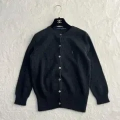 ラルフローレンスポーツ カーディガン ウール ロゴ刺繍 チャコールグレー L