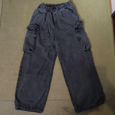 キッズ カーゴパンツ デニム ブラック系