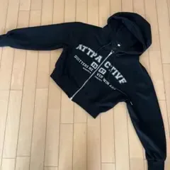 ロゴプリント ジップアップ パーカー ブラック