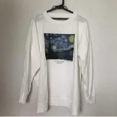 限定値下げ!ゴッホ 星月夜 アートプリント 長袖Tシャツ ホワイト