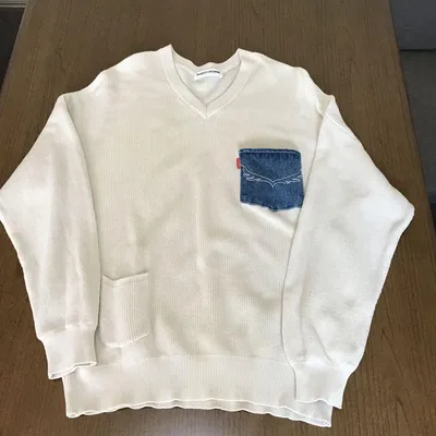 【極美品】ロデオクラウンズ デニムポケット付き Vネックニット ホワイトFree