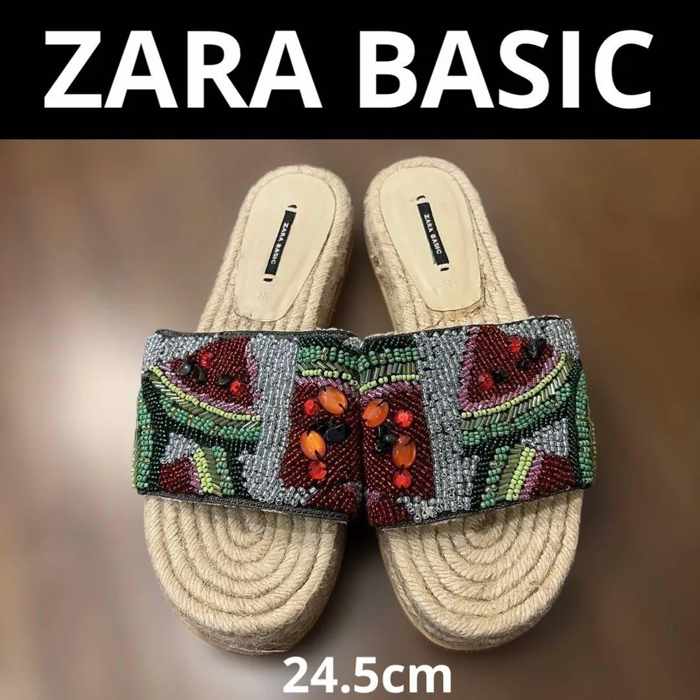 ZARA BASIC bead decoration espadrilles sandals 38 approx. 24.5cm