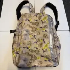 ピンク系花柄リュックサック取り外しポーチ付
