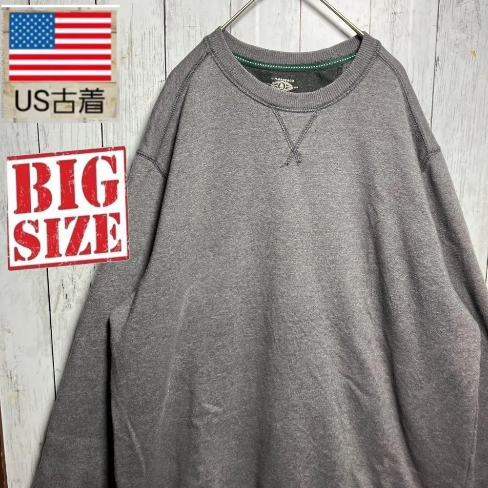 【US輸入古着】G.H.BASS&CO クルーネック スウェット グレーゆるダボ