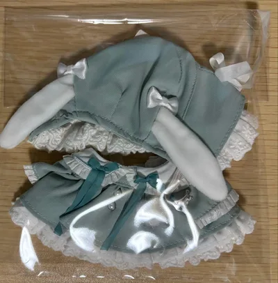 無属性 ぬいぐるみ 10cm 洋服 ドレス ミント 緑色 うさぎ耳