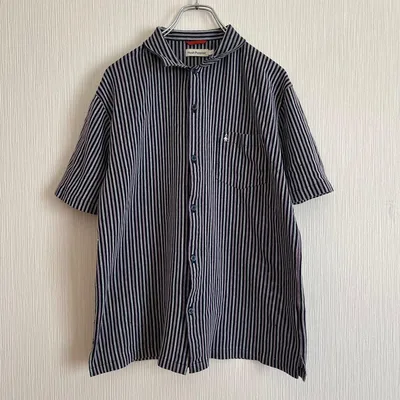 Hush Puppies ハッシュパピー 半袖シャツ ストライプ メンズ LL