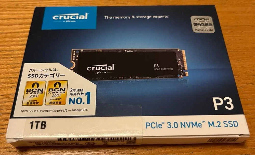 新品未使用未開封Crucial CT1000P3SSD8JP Gen3 1TB