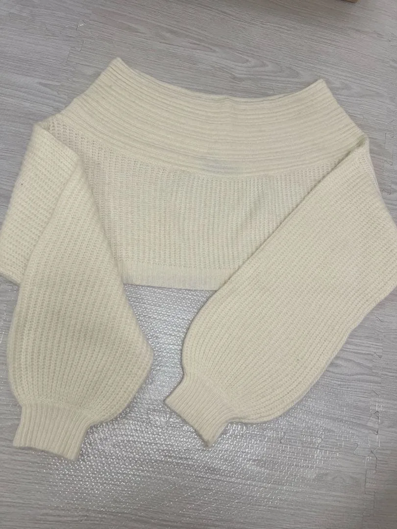 Heather オフショル ニット ホワイト