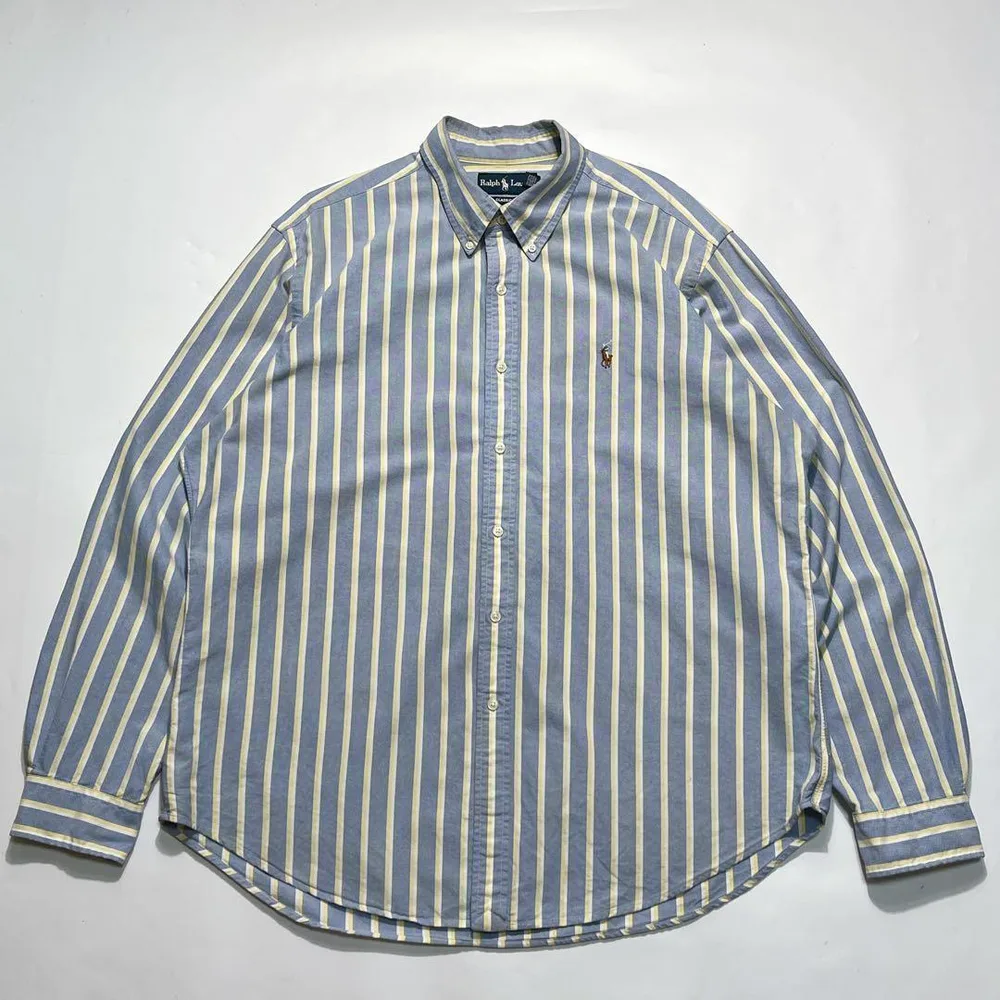 ラルフローレン 長袖BDシャツ XL ストライプ オックスフォード ○○8521