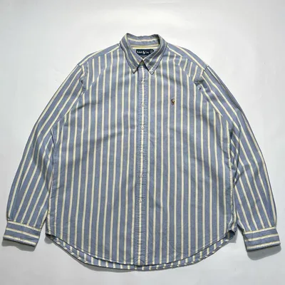 ラルフローレン 長袖BDシャツ XL ストライプ オックスフォード ○○8521