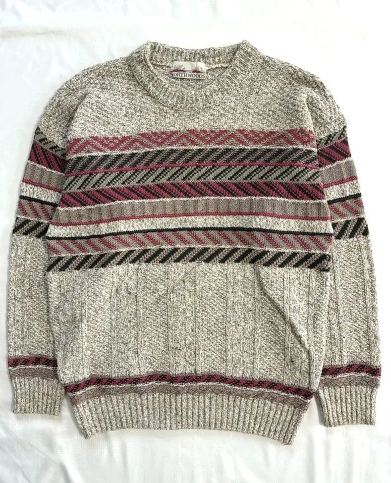 90s ビンテージ 古着 NORTHWOODS 総柄デザインニット セーター