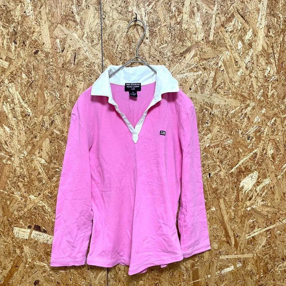 RALPH LAUREN ラルフローレン ポロ ロングTシャツ 綿混在 ピンク