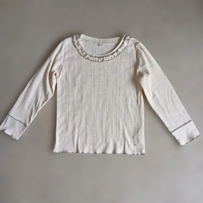 キッズ 長袖カットソー 110cm フリルネック
