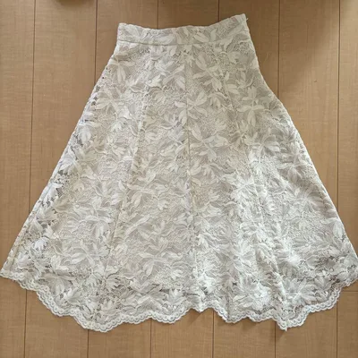 JILL STUART ホワイト 総レース ロング フレアスカート
