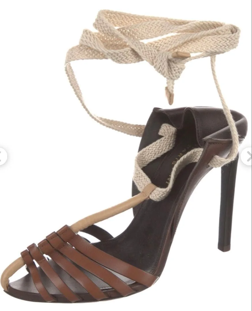 SAINT LAURENT PARIS LEATHER SANDALS 35