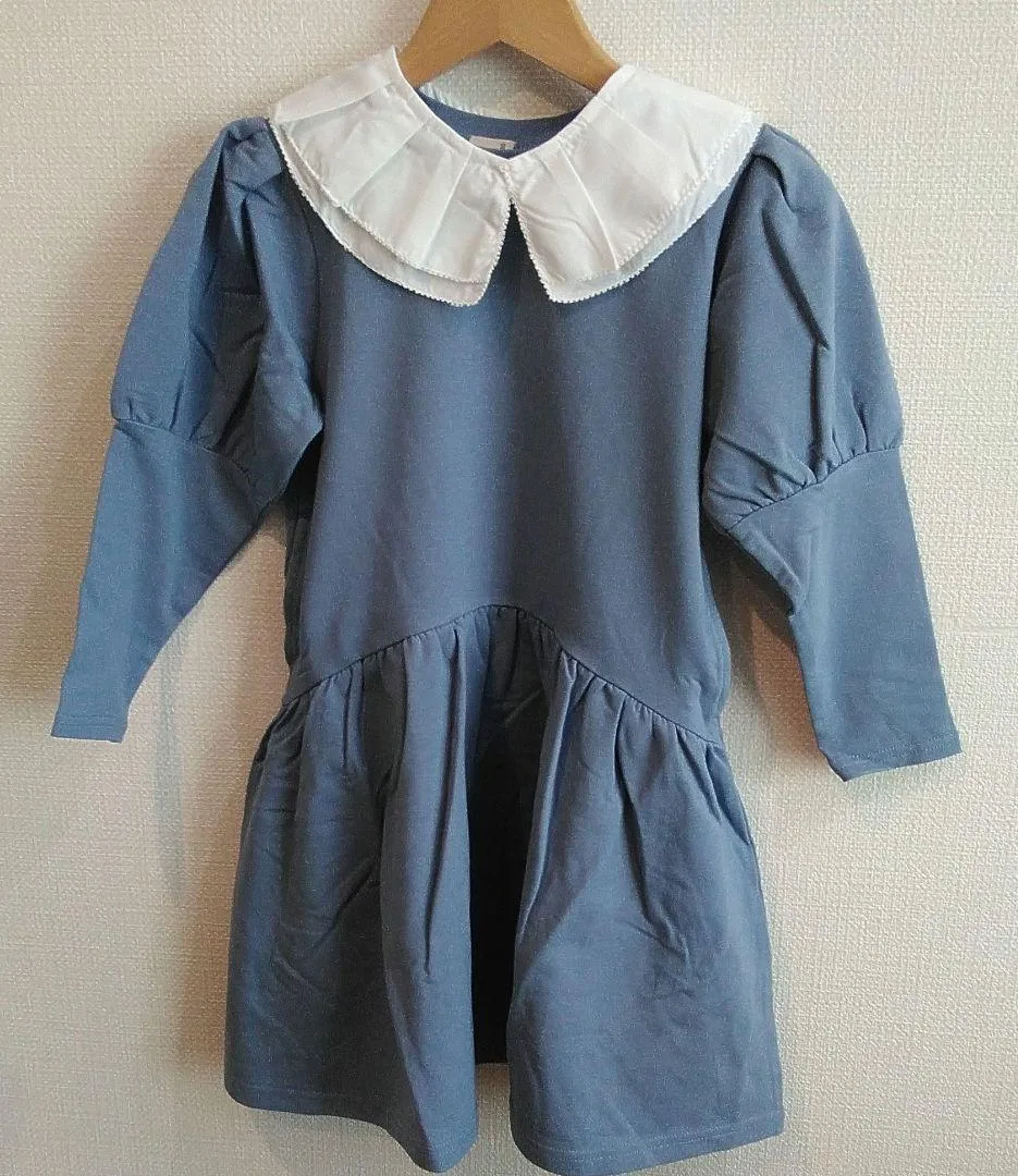 新品 プティマイン フリルエリツキ長袖ワンピース 120cm