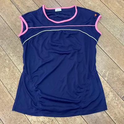 A462 ellesse スポーツウェア 半袖 ネイビー ピンクサイズL