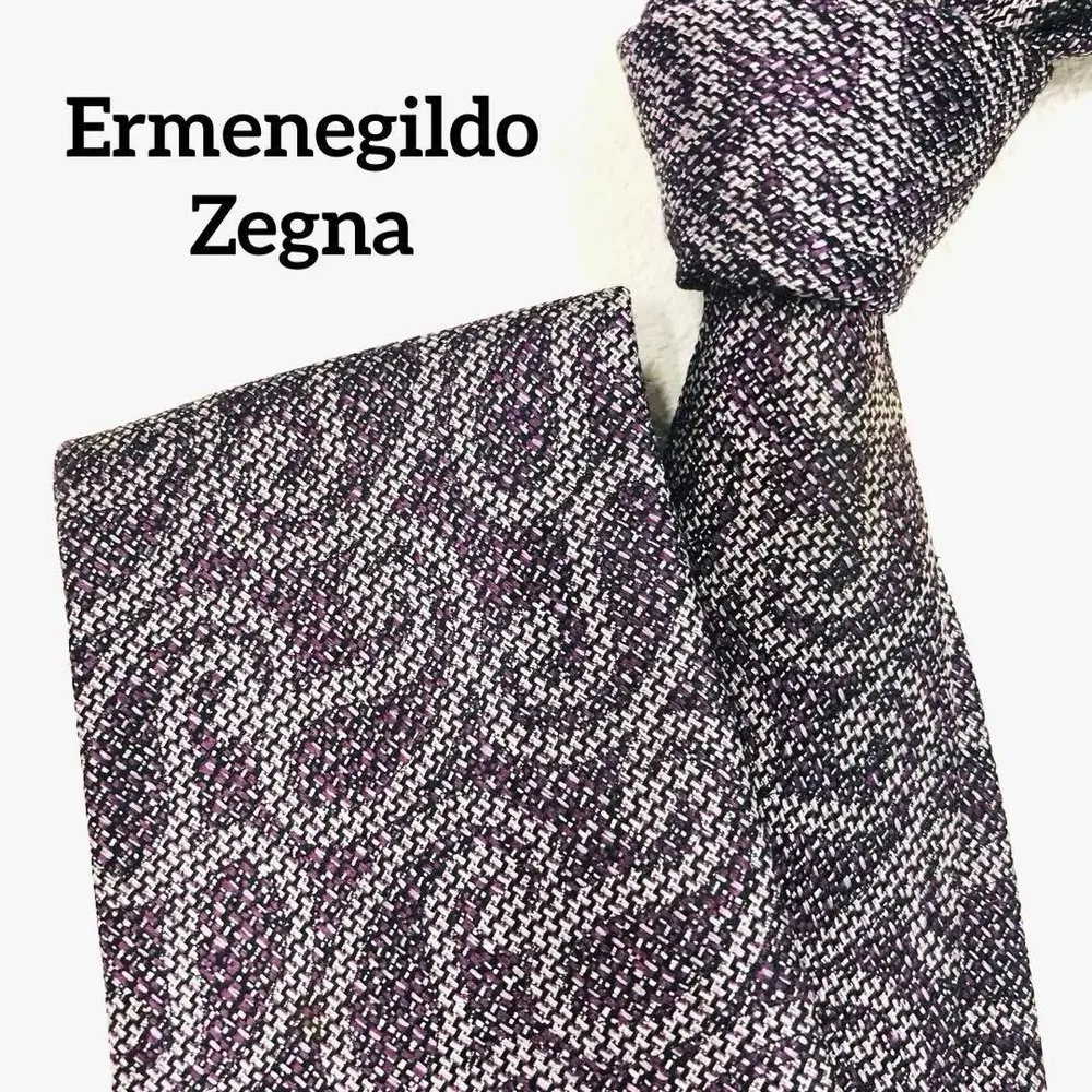 1432 Ermenegildo Zegna ゼニアネクタイ ラメ系 ペイズリー